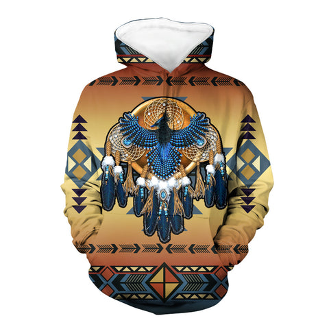 GB-NAT00055-03 Blue Thunderbird Native American 3D Hoodie