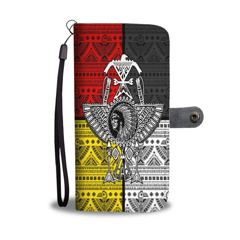 GB-NAT0009-WCAS01 Chief Thunder Bird Feather Native American Wallet Phone Case