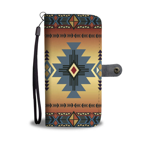 GB-NAT00057-WCAS01 Southwest Blue Symbol Native American Wallet Phone Case