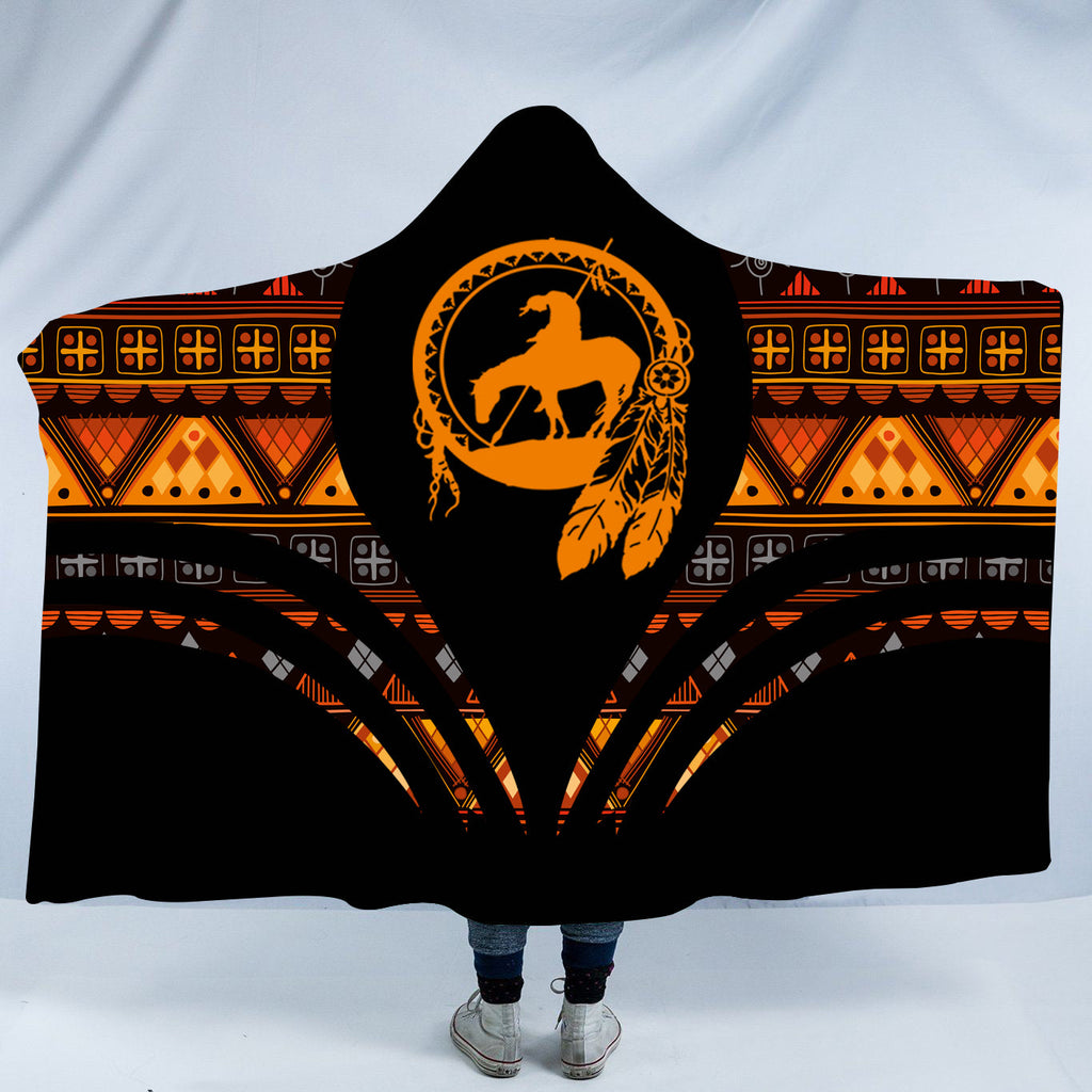 HDB00106 Pattern Native American Design Hooded Blanket