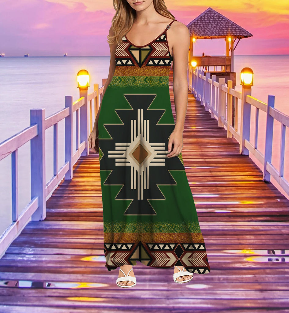 GB-NAT0001 Tribe Design Native American Maxi Dress