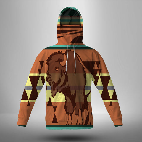 GB-NAT00024 Bison Native American 3D Hoodie With Mask