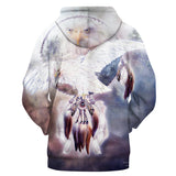 GB-NAT00336 Eagle Dream Catcher Feathers Native American 3D Hoodie