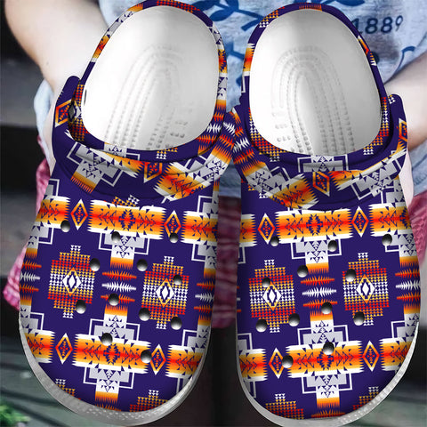 GB-NAT0004 Purple Pattern  Native Crocs Clogs Shoes