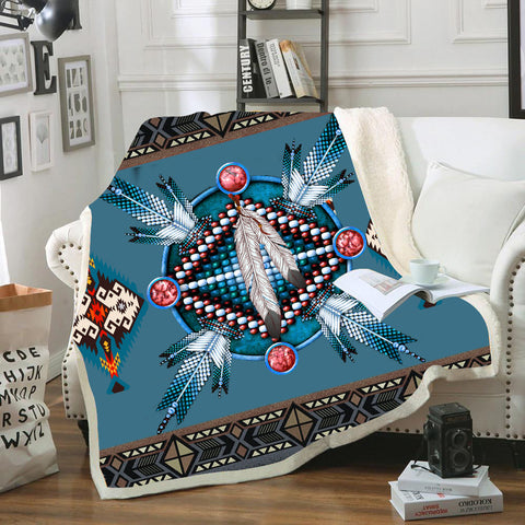 BLK0011 - Pattern Blue Mandala  Native Blanket