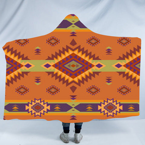 GB-NAT00738 Pattern Native American Design Hooded Blanket
