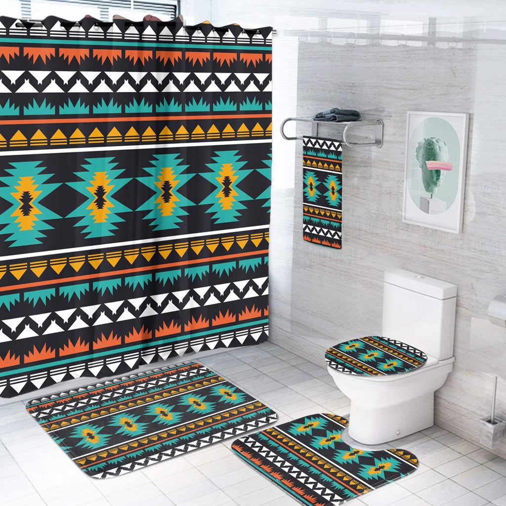 GB-NAT00605 Geometric Ethnic Pattern Bathroom Set