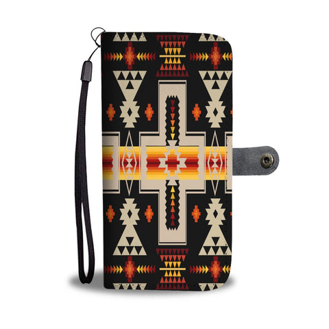 GB-NAT00062-01 Black Tribe Design Native American Wallet Phone Case