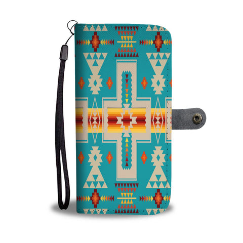 GB-NAT00062-05 Turquoise Tribe Design Native American Wallet Phone Case