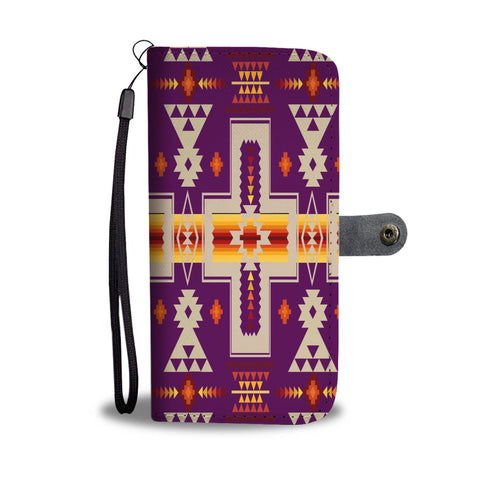 GB-NAT00062-09 Purple Tribe Design Native American Wallet Phone Case