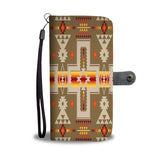GB-NAT00062-10 Light Brown Tribe Design Native American Wallet Phone Case