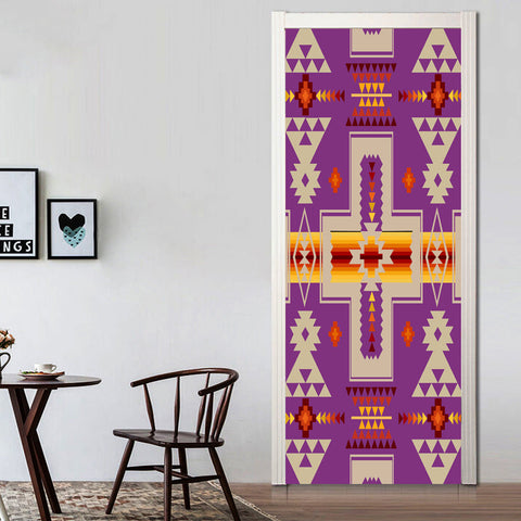 GB-NAT00062-07 Light Purple Tribe Design Native American Door Stickers