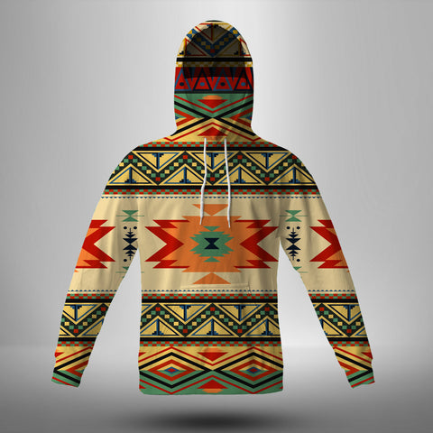 GB-NAT00351 Geometric Pattern Design Native 3D Hoodie With Mask