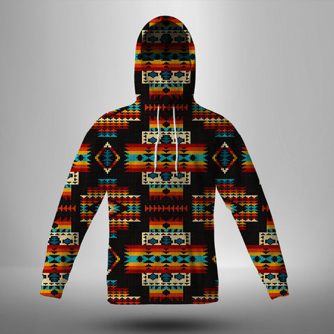 GB-NAT00402 Black Pattern Native 3D Hoodie With Mask