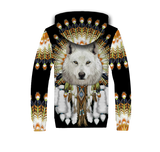 SFH0017 Wolf White Native 3D Fleece Hoodie