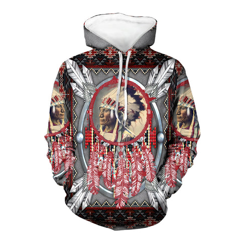 GB-NAT00372 Chief Chief Red Dream Catcher Native 3D Hoodie