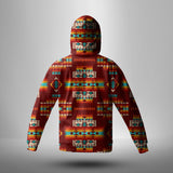 GB-NAT00402-02 Red Pattern Native 3D Hoodie With Mask