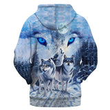 Blue Wolf Native American All Over Hoodie no link - Powwow Store