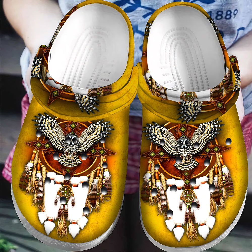 GB-NAT0007 Golden Owl Dream Crocs Clogs Shoes