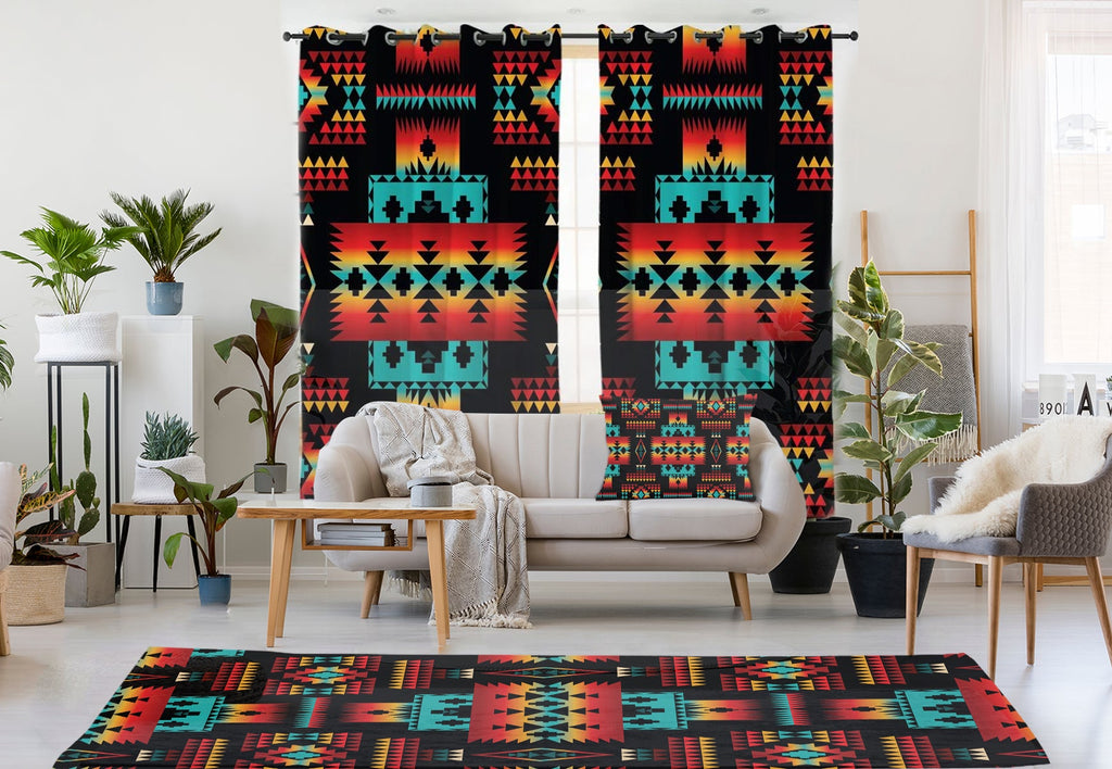 GB-NAT00046-02 Black Native Tribes Pattern Combo Living Room