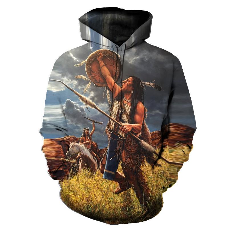 Chief Hunting Spear Native American All Over Hoodie no link