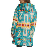 GB-NAT00062-05 Turquoise Tribe Design 3D With Cap Long Down Jacket