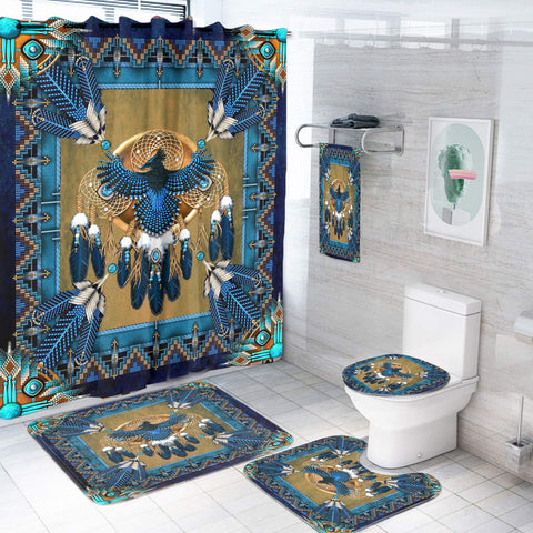 GB-NAT00758 Blue Thunderbird Mandala Bathroom Set
