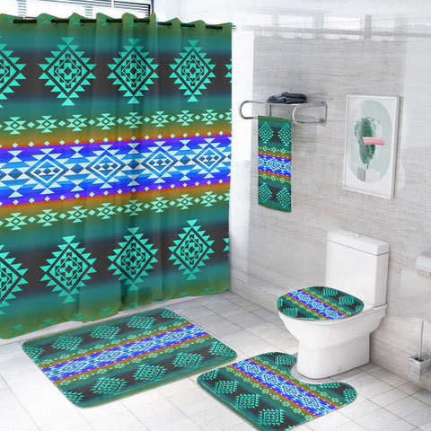 GB-NAT00680-02 Pattern Blue Native Bathroom set
