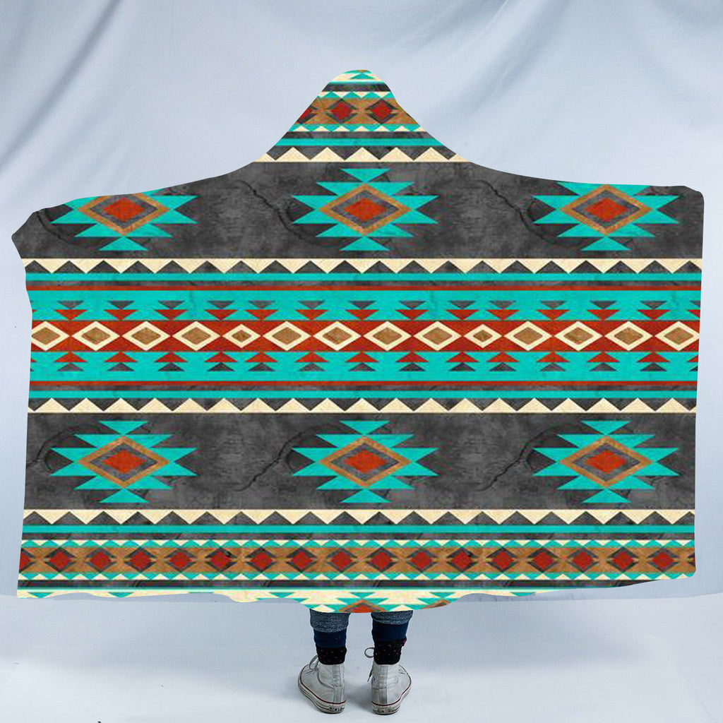 HDB042 Pattern Native American Design Hooded Blanket