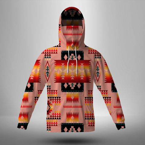 GB-NAT00046-16 Tan Tribe Pattern Native American 3D Hoodie With Mask
