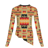 GB-NAT00046-15  Light Brown Tribe Pattern 3D Dance Long Sleeve Tshirt
