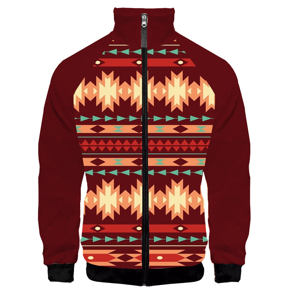 GB-NAT00510 Red Ethnic Pattern Native American Jacket