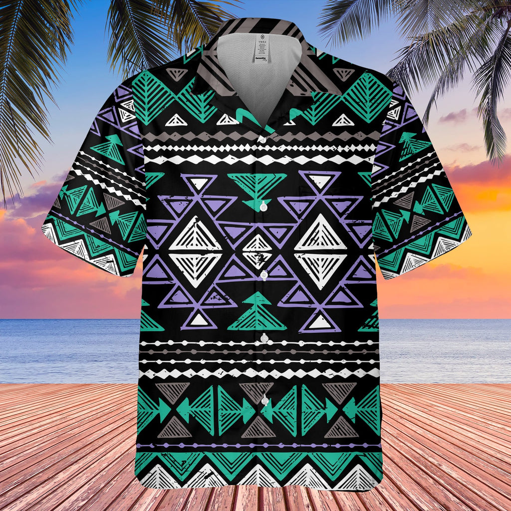 GB-NAT00578 Neon Color Tribal Hawaiian Shirt 3D