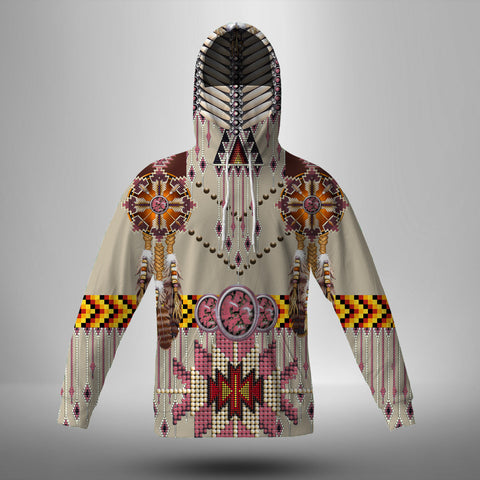 GB-NAT00069-04 Pink Pattern Breastplate 3D Hoodie With Mask