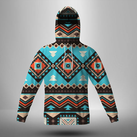 GB-NAT00319 Tribal Line Shapes Ethnic Pattern 3D Hoodie With Mask