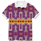 GB-NAT00062-07 Light Purple Tribe Design Native American Polo T-Shirt 3D