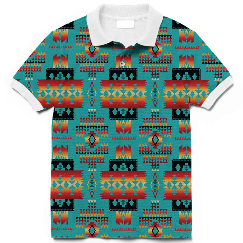 GB-NAT00046-01 Blue Native Tribes Native American Polo T-Shirt 3D