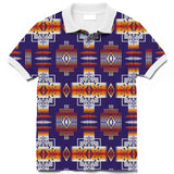 GB-NAT0004 Purple Pattern Native American Polo T-Shirt 3D