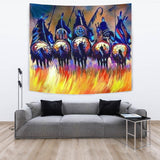 5 Warriors Riding Horse Native American Design Wall Hanging Tapestry - ProudThunderbird