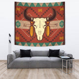 Native American Design Bison Head Tapestry