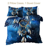 Feather Blue Bedclothes Dreamcatcher Native American Bedding Set