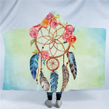Dreamcatcher Collection Watercolor Native American Design Hoode Blanket - ProudThunderbird