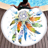 Dreamcatcher Round Colorful Native American Beach Towel - ProudThunderbird