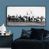 Black and White Native On Horse Native American Canvas QT1780
