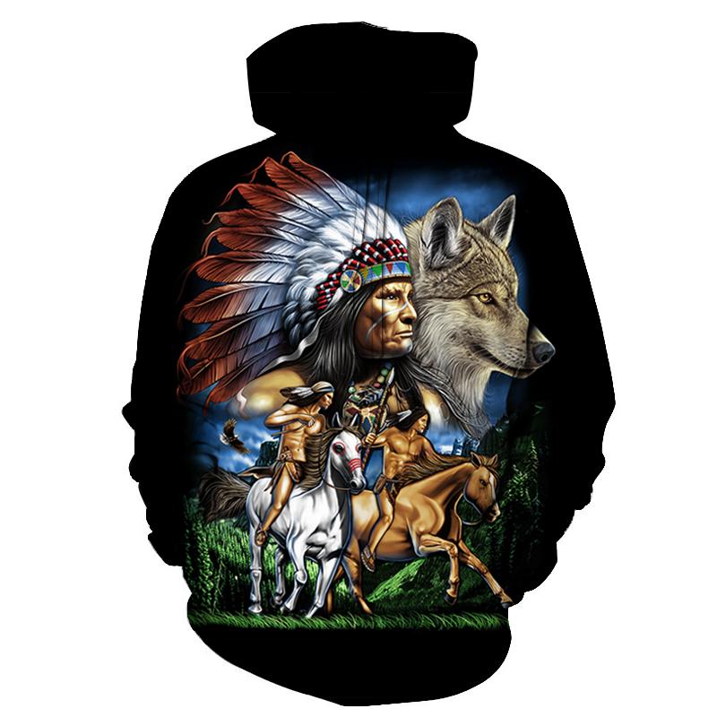 Chief Wolf Warriors Native American All Over Hoodie