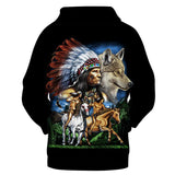 Chief Wolf Warriors Native American All Over Hoodie