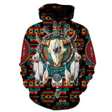 Bison Dreamcatcher Native American Tribe Navy Pattern Hoodie