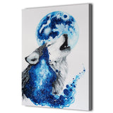 1 Piece Blue Wolf Framed Native American Canvas