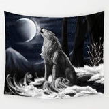 Fantasy Lonely Wolf Wall Hanging Tapestry - ProudThunderbird