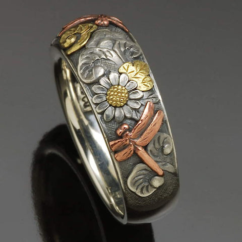 Retro Carved Flower Ring Native American